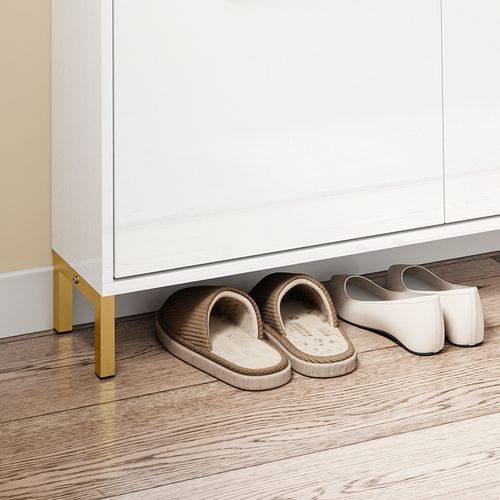 Sobuy Meuble à Chaussures 4 Portes Blanc 100x19.1x88.6cm Nordique Fsr206-gw