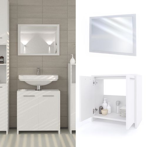 Ensemble De Meubles De Salle De Bain Kiko, Blanc, 2 Parties, Vicco