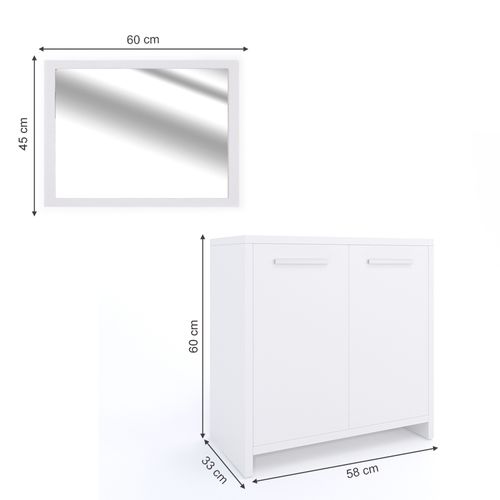 Ensemble De Meubles De Salle De Bain Kiko, Blanc, 2 Parties, Vicco