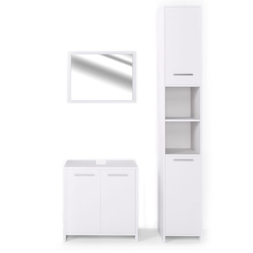 Meubles Bain Kiko 24063 Blanc 3 Pièces, Avec Armoire Haute