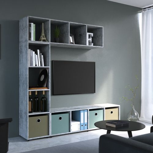 Etagère Cube Ludus, Gris, 142.5x36.2cm