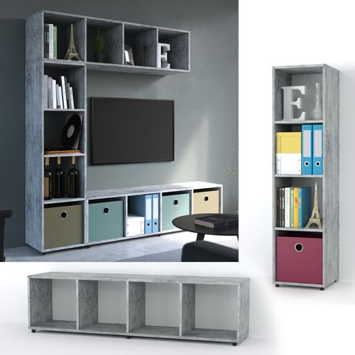 Etagère Cube Ludus, Gris, 142.5x36.2cm