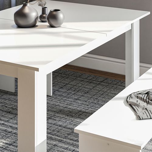 Ensemble De Table à Manger Sentio 26501 Blanc 137.6x92.8cm Avec 2 Bancs