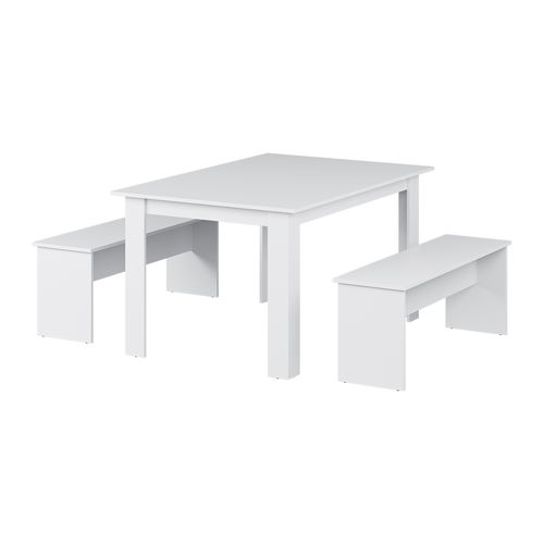 Ensemble De Table à Manger Sentio 26501 Blanc 137.6x92.8cm Avec 2 Bancs