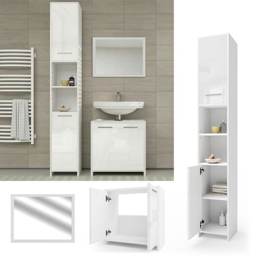 Meubles Bain Kiko 26488 Blanc Brillant/blanc 3 Pièces