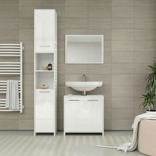 Meubles Bain Kiko 26488 Blanc Brillant/blanc 3 Pièces