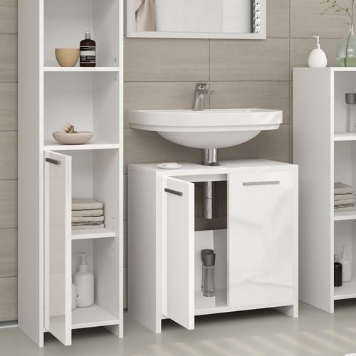 Meubles Bain Kiko 26488 Blanc Brillant/blanc 3 Pièces