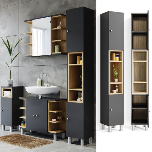 Colonne De Salle De Bain Aquis, Anthracite, 30x190cm