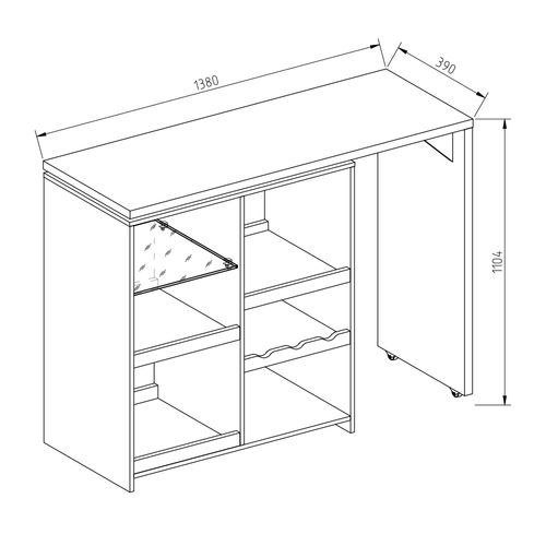 Table De Bar Vega 28294 Blanc 138x39cm