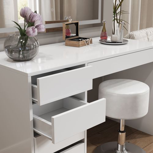 Tabouret Design 28609 Blanc 33.5x67cm Pour Table De Maquillage