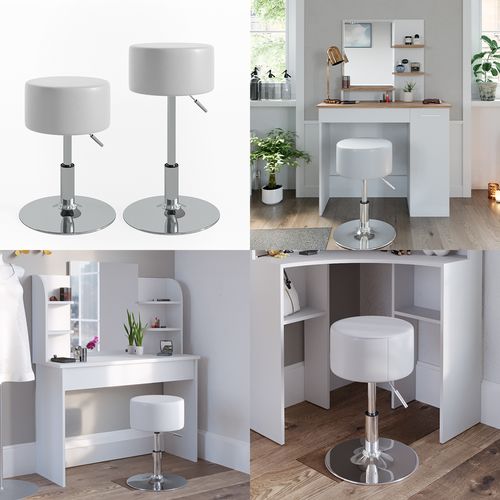 Tabouret Design 28609 Blanc 33.5x67cm Pour Table De Maquillage