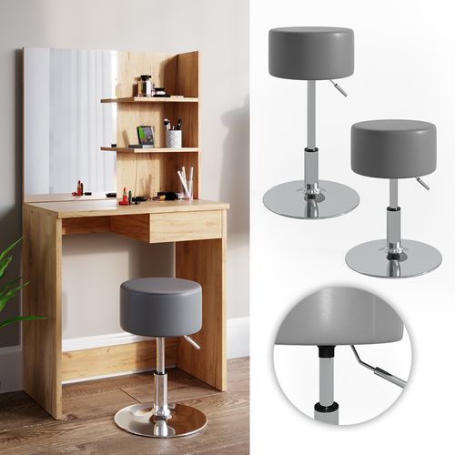 Tabouret Design 28611 Gris 33.5x67cm Pour Table De Maquillage