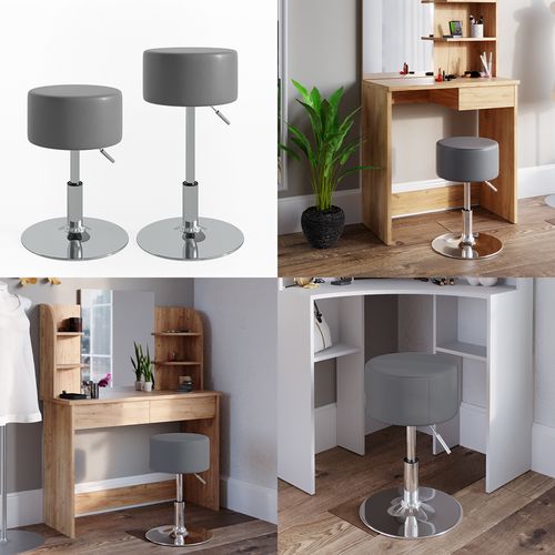 Tabouret Design 28611 Gris 33.5x67cm Pour Table De Maquillage