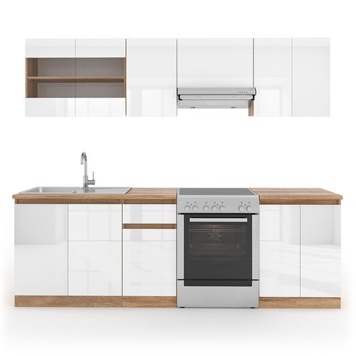 Cuisine Raul 28650 Blanc Brillant/blanc 240cm , Pt Sonoma