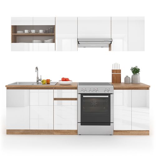 Cuisine Raul 28650 Blanc Brillant/blanc 240cm , Pt Sonoma