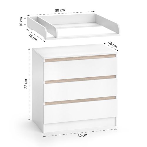 Commode à Langer Emma, Blanc, 80x87cm