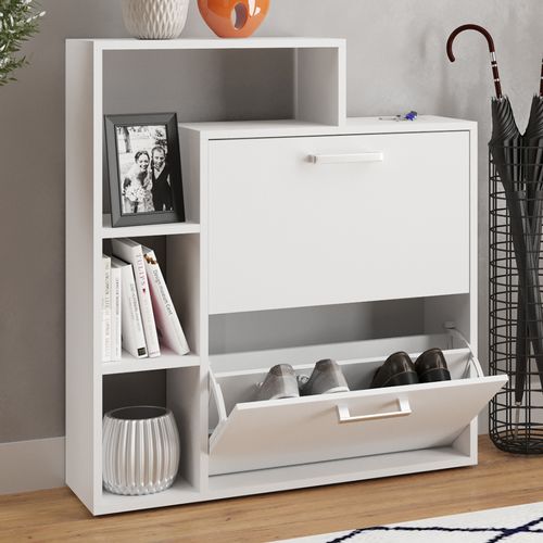 Meuble à Chaussures Orlando, Blanc, 24.5x90cm