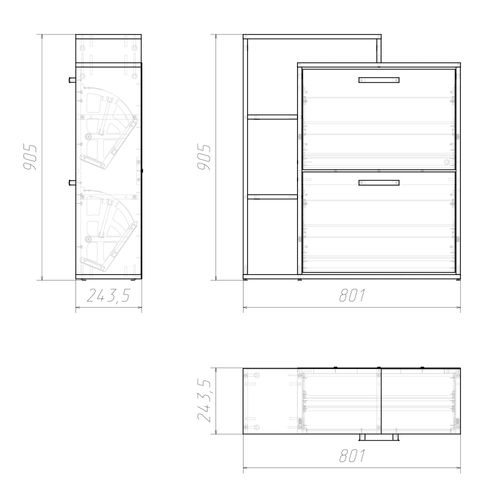 Meuble à Chaussures Orlando, Blanc, 24.5x90cm