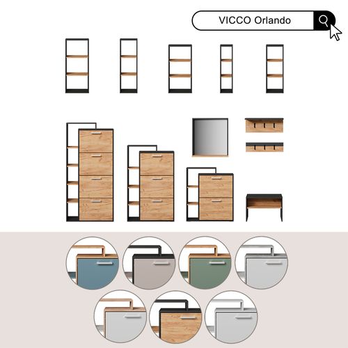 Meuble à Chaussures Orlando, Blanc, 24.5x90cm