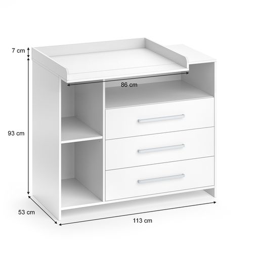 Commode à Langer Oskar 29083 Blanc 113x100cm Avec Tiroirs