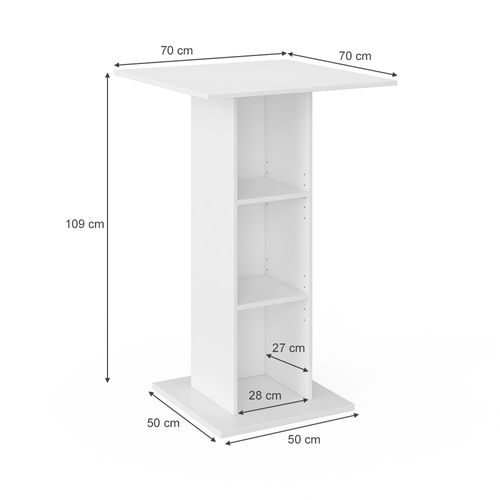 Table De Bar Rodeo, Blanc, 70x70cm