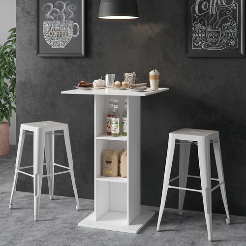 Table De Bar Rodeo, Blanc, 70x70cm