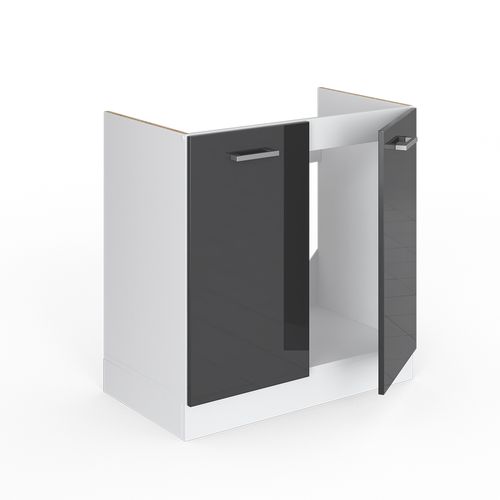 Meuble Bas Sous-évier R-line, Anthracite Haute Brillance, 80cm