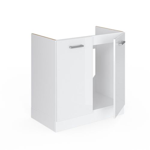Meuble Bas Sous-évier R-line 29248 Blanc Haute Brillance 80cm Sans Pt