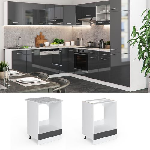 Meuble Pour Four R-line 29258 Anthracite Haute Brillance 60cm Sans Pt