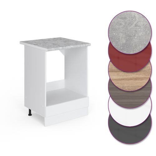 Meuble Pour Four R-line 29261 Blanc Haute Brillance 60cm , Pt Marbre