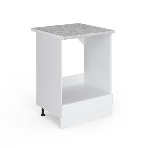 Meuble Pour Four R-line 29261 Blanc Haute Brillance 60cm , Pt Marbre