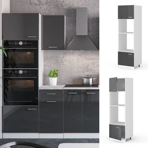 Armoire Micro-ondes R-line 29276 Anthracite Haute Brillance 60cm