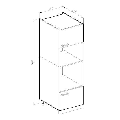 Armoire Micro-ondes R-line 29277 Blanc Haute Brillance 60cm
