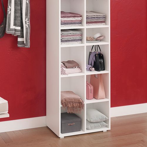 Armoire à Chaussures Paris, Blanc, 54.2x183.3cm 22 Compartiments