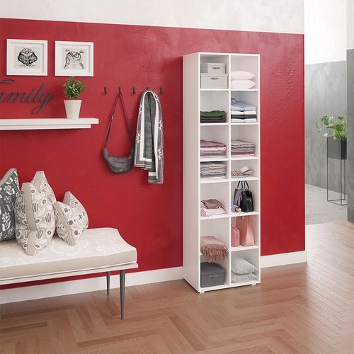 Armoire à Chaussures Paris 29346 Blanc 54.2x183.3cm 14 Compartiments