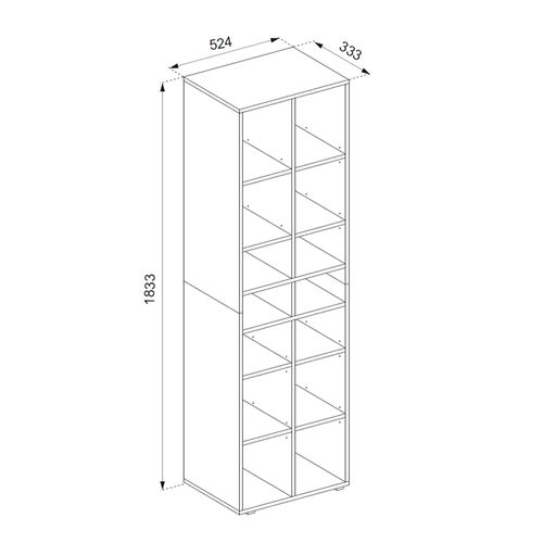 Armoire à Chaussures Paris 29346 Blanc 54.2x183.3cm 14 Compartiments