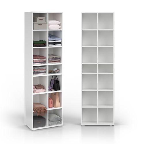 Armoire à Chaussures Paris 29346 Blanc 54.2x183.3cm 14 Compartiments