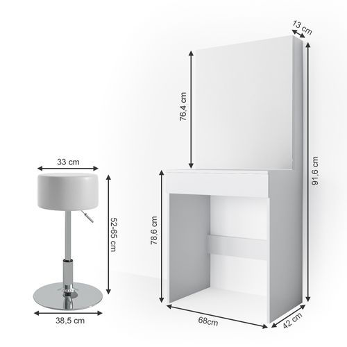 Coiffeuse Melle 34032 Blanc 68cm Avec Tabouret