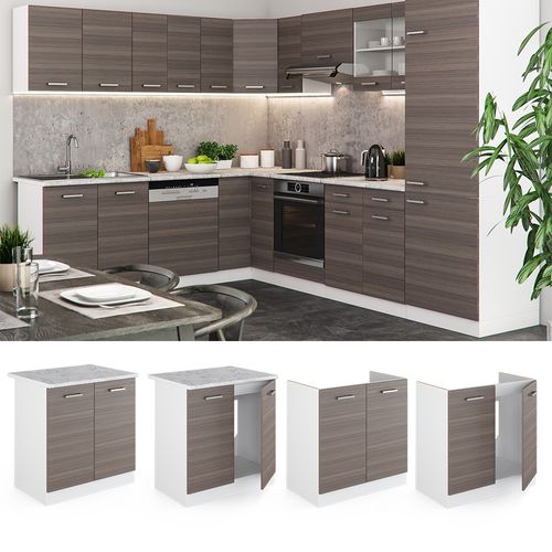 Meuble Bas Sous-évier R-line 29718 Gris Noble 80cm Sans Pt