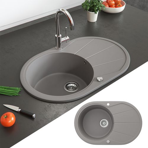 Évier  29493 Béton 78x50cm Rond Avec Emplacement De Séchage