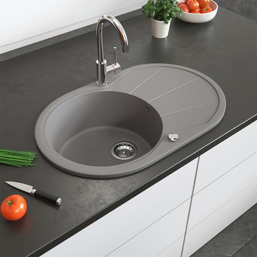 Évier  29493 Béton 78x50cm Rond Avec Emplacement De Séchage