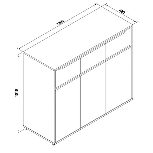 Commode Ruben 34644 Blanc 48x101.6cm Avec Tiroirs