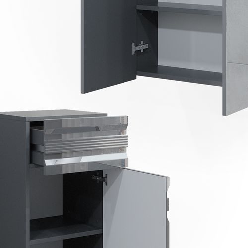 Meubles Bain Fredd 30006 Anthracite Haute Brillance 3 Parties