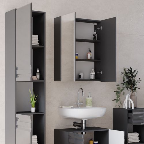 Meubles Bain Fredd 30010 Anthracite Haute Brillance 4 Parties