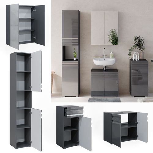 Meubles Bain Fredd 30010 Anthracite Haute Brillance 4 Parties