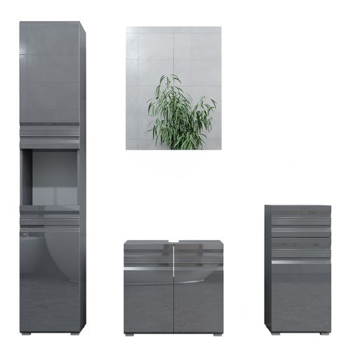 Meubles Bain Fredd 30010 Anthracite Haute Brillance 4 Parties
