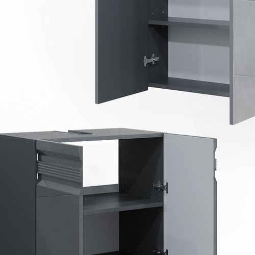 Meubles Bain Fredd 30010 Anthracite Haute Brillance 4 Parties