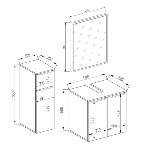 Meubles Bain Otis 30128 Blanc 3 Parties