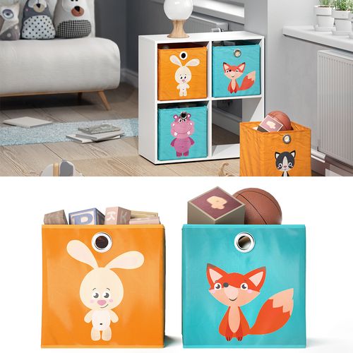 Boîte Pliante  29968 Orange/bleu 30x30cm Lot De 2