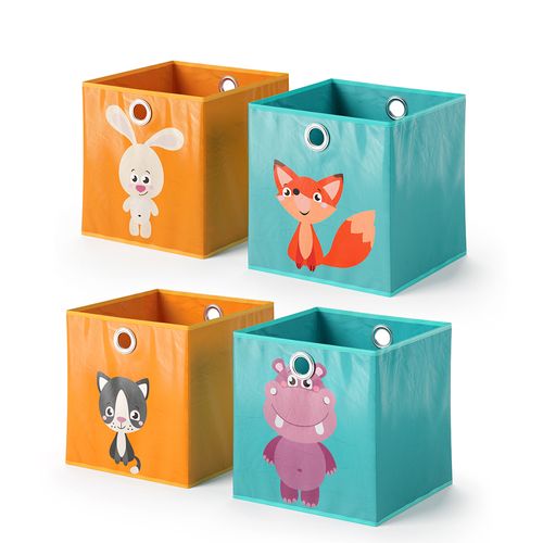 Boîte Pliante  29968 Orange/bleu 30x30cm Lot De 2